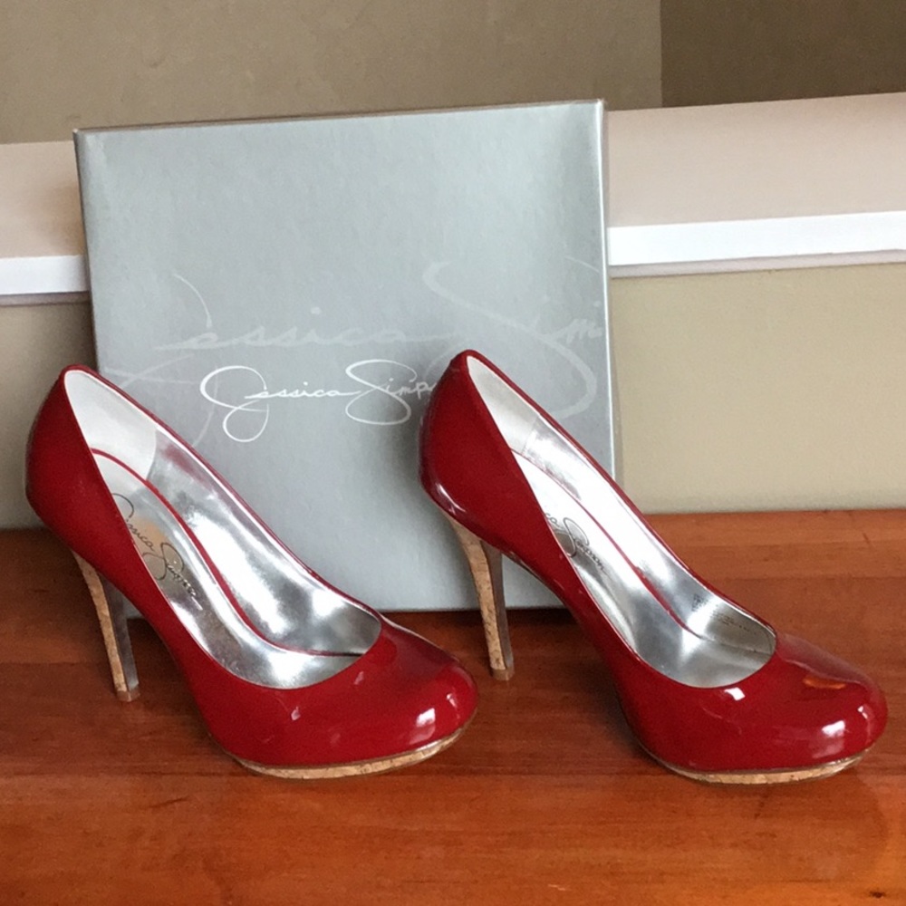 HOLIDAY Party Heels!  Red Patent leather heels.